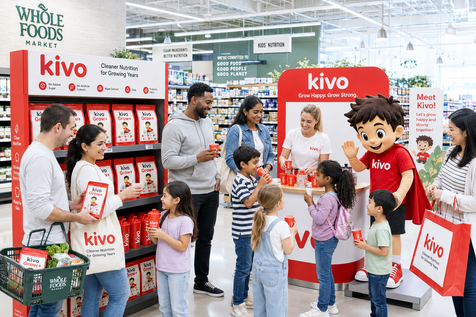 kivo Grow+ on retail shelves with families